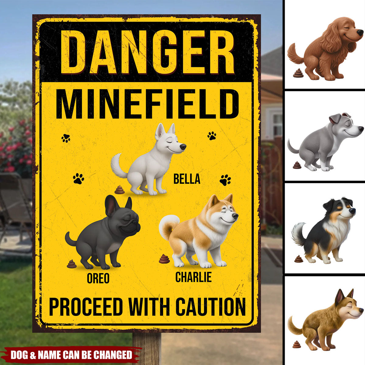 Custom Home Decor Metal Sign - Personalized Birthday Gifts For Dog Lovers, Dog Dad And Mom - Poop Zone In Progress