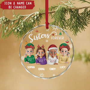 Custom Circle Glass Ornament - Personalized Christmas Best Friend Birthday Gifts For Women, Besties, Sisters, BFF - Friendship Is The Gift That Lasts