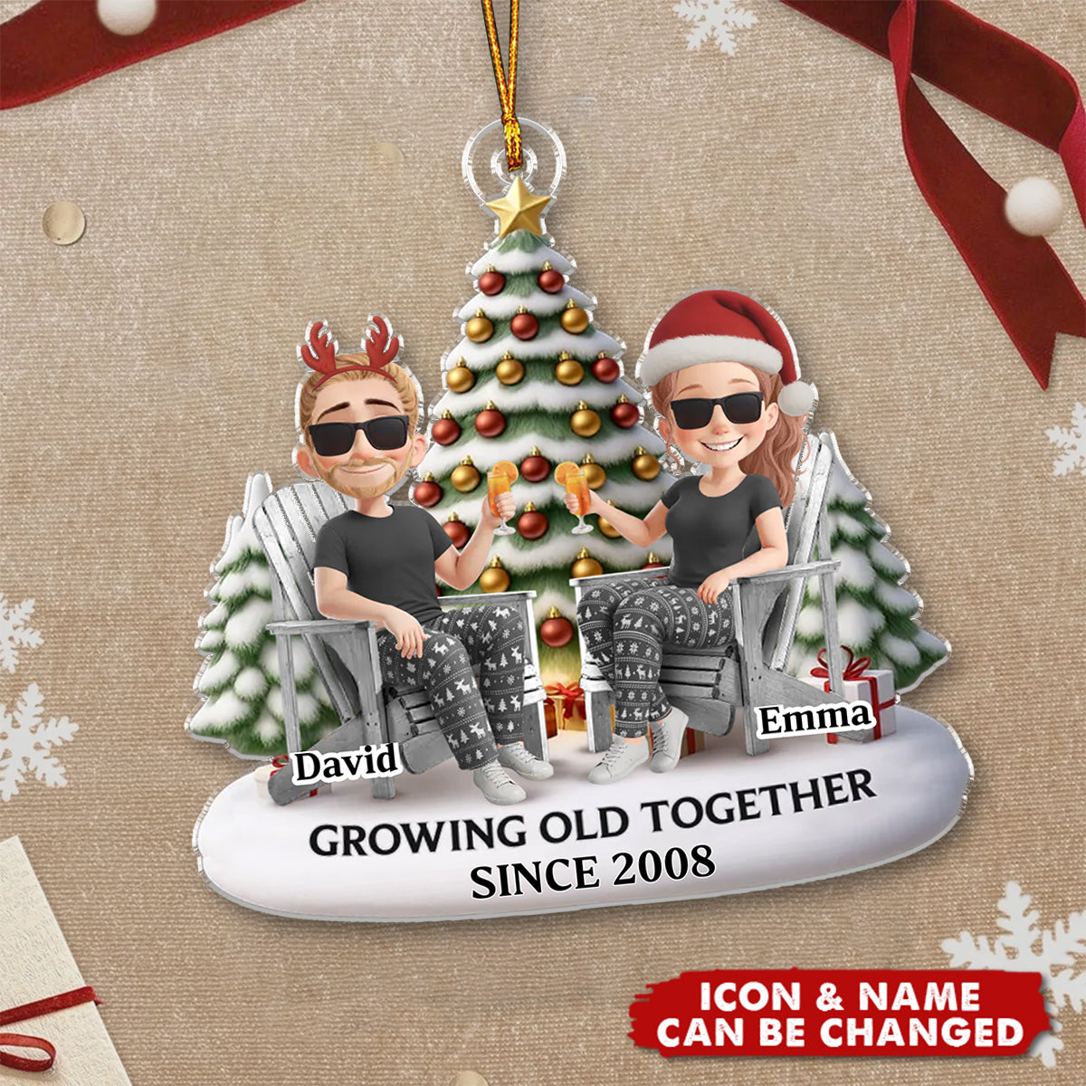 Custom Acrylic Ornament - Personalized Anniversary Christmas Wedding Gifts For Husband And Wife, Him And Her - Forever My Christmas Date