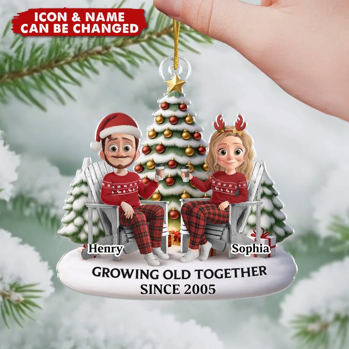 Custom Acrylic Ornament - Personalized Anniversary Christmas Wedding Gifts For Husband And Wife, Him And Her - Forever My Christmas Date