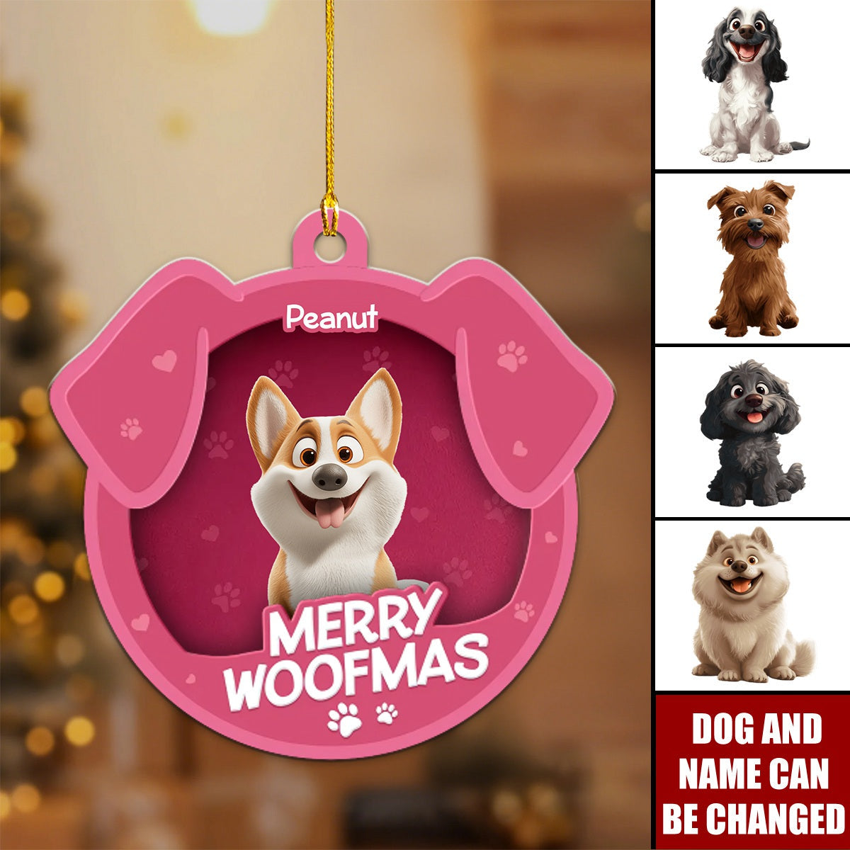 Furry Joy Dog Face  Toy Box Personalized Acrylic Ornament, Christmas Gift for Dog Lovers