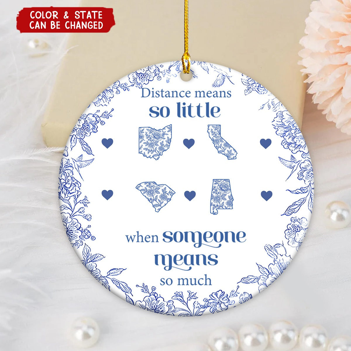 A Gift of Togetherness for Long Distance Family, Friends - Personalized Family Ornament