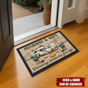 Husband And Wife, Camping Partners For Life - Camping Personalized  Home Decor Decorative Mat - Gift For Camping Lovers