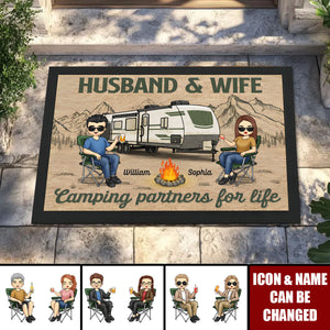 Husband And Wife, Camping Partners For Life - Camping Personalized  Home Decor Decorative Mat - Gift For Camping Lovers