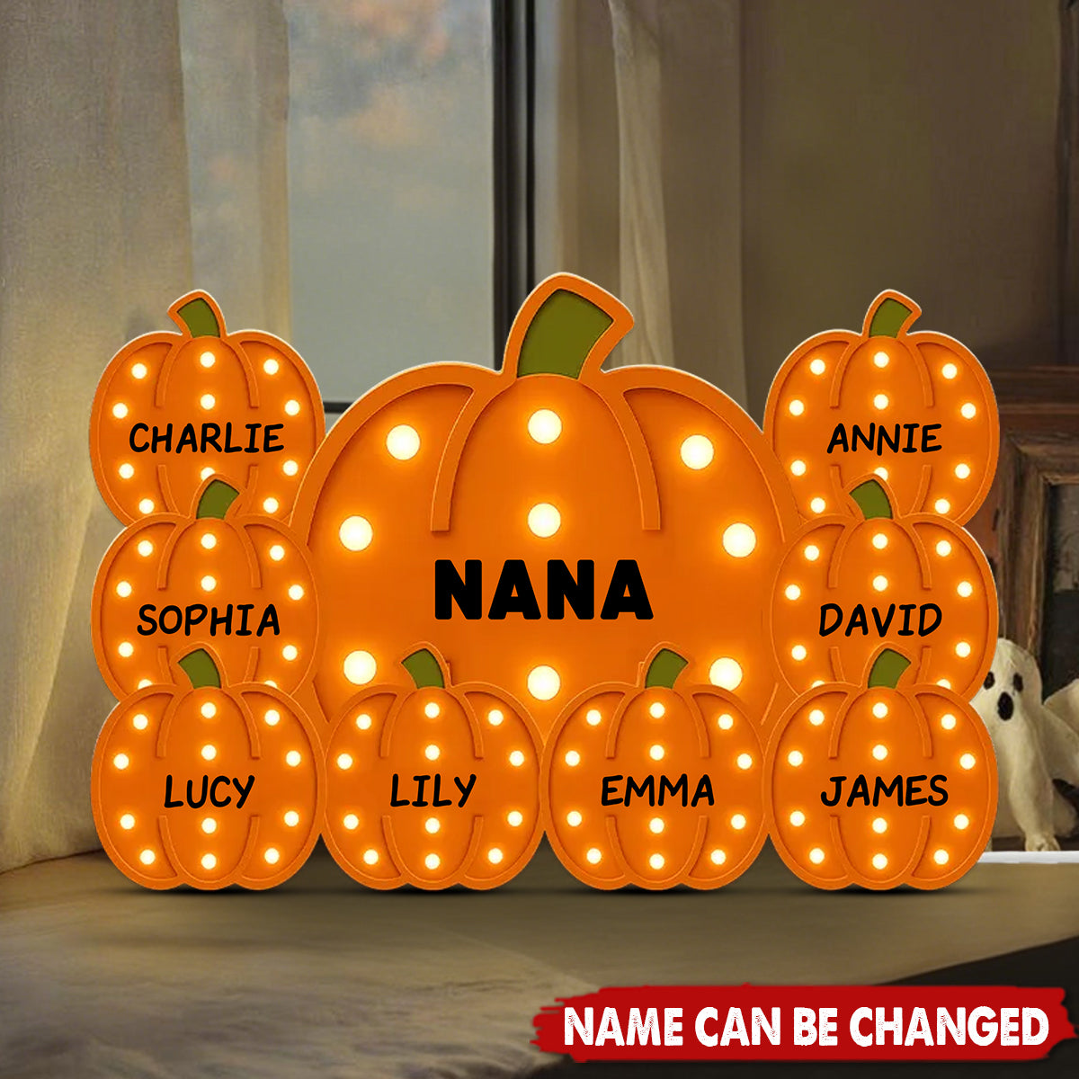 Grandma Little Pumpkins Marquee Pattern Effect Flat Personalized LED Light Box, Cozy Fall Vibe Home Decoration