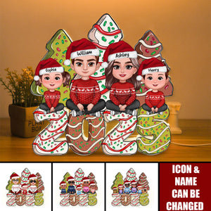Christmas Tree Cake Family Personalized LED Light Box