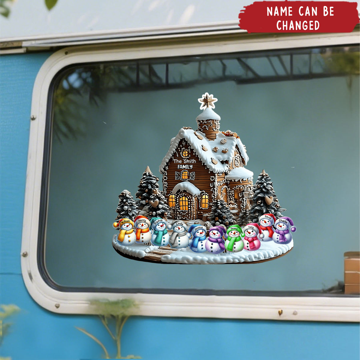 Merry Christmas Snowman - Personalized Sticker Decal