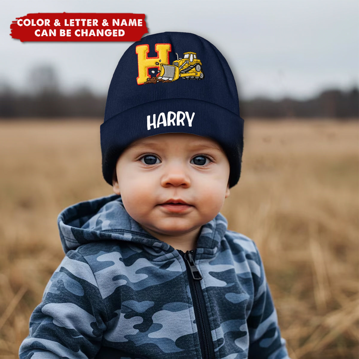 Alphabet Construction Vehicles - Personalized Kid Beanie Hat
