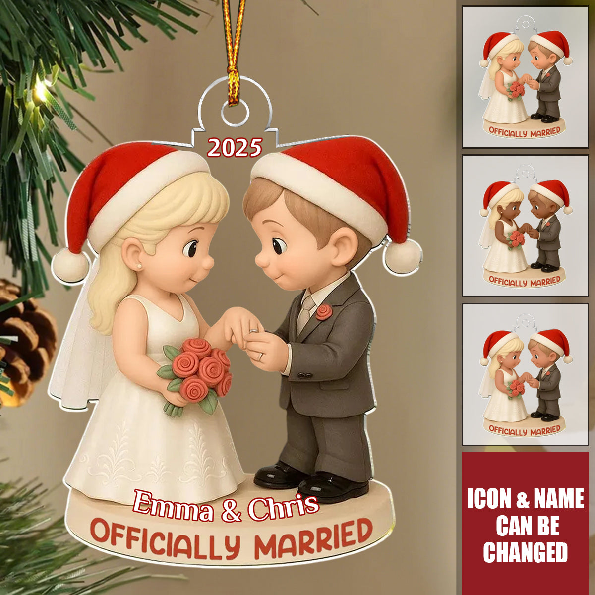 Officially Married - Personalized Acrylic Ornament