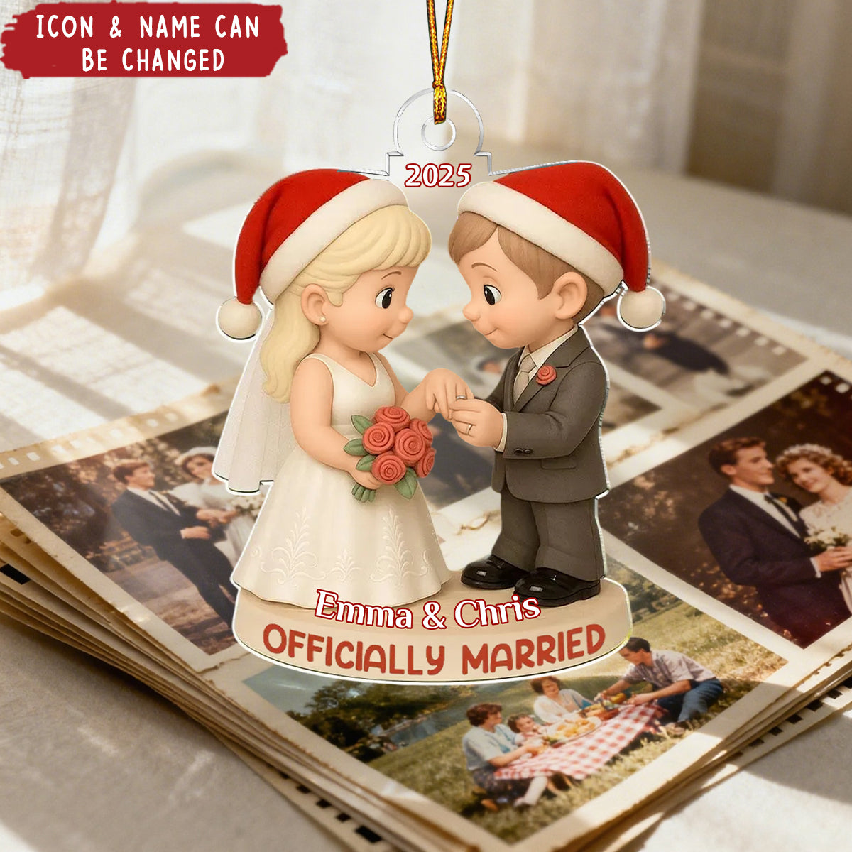 Officially Married - Personalized Acrylic Ornament