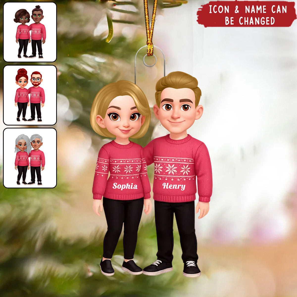 Personalized Acrylic Ornament - Christmas Gift For Couple, Husband, Wife