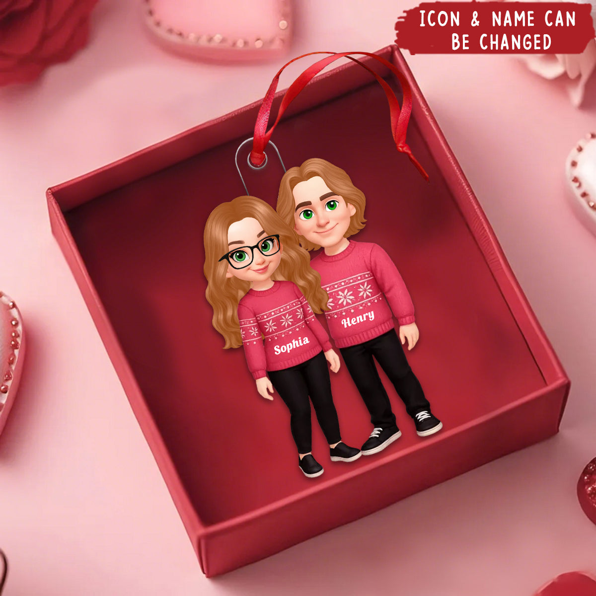 Personalized Acrylic Ornament - Christmas Gift For Couple, Husband, Wife