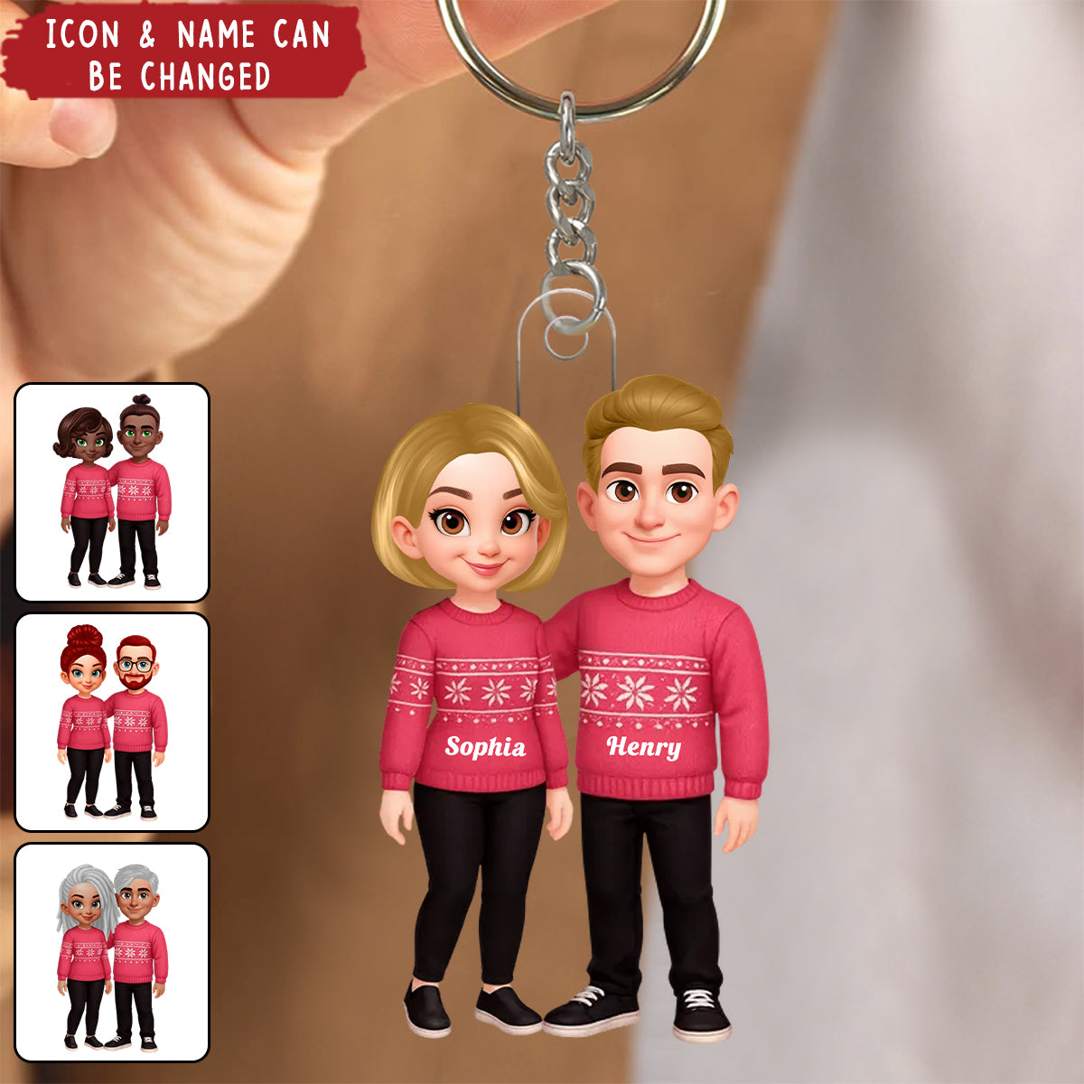Personalized Acrylic Keychain - Gift For Couple, Husband, Wife