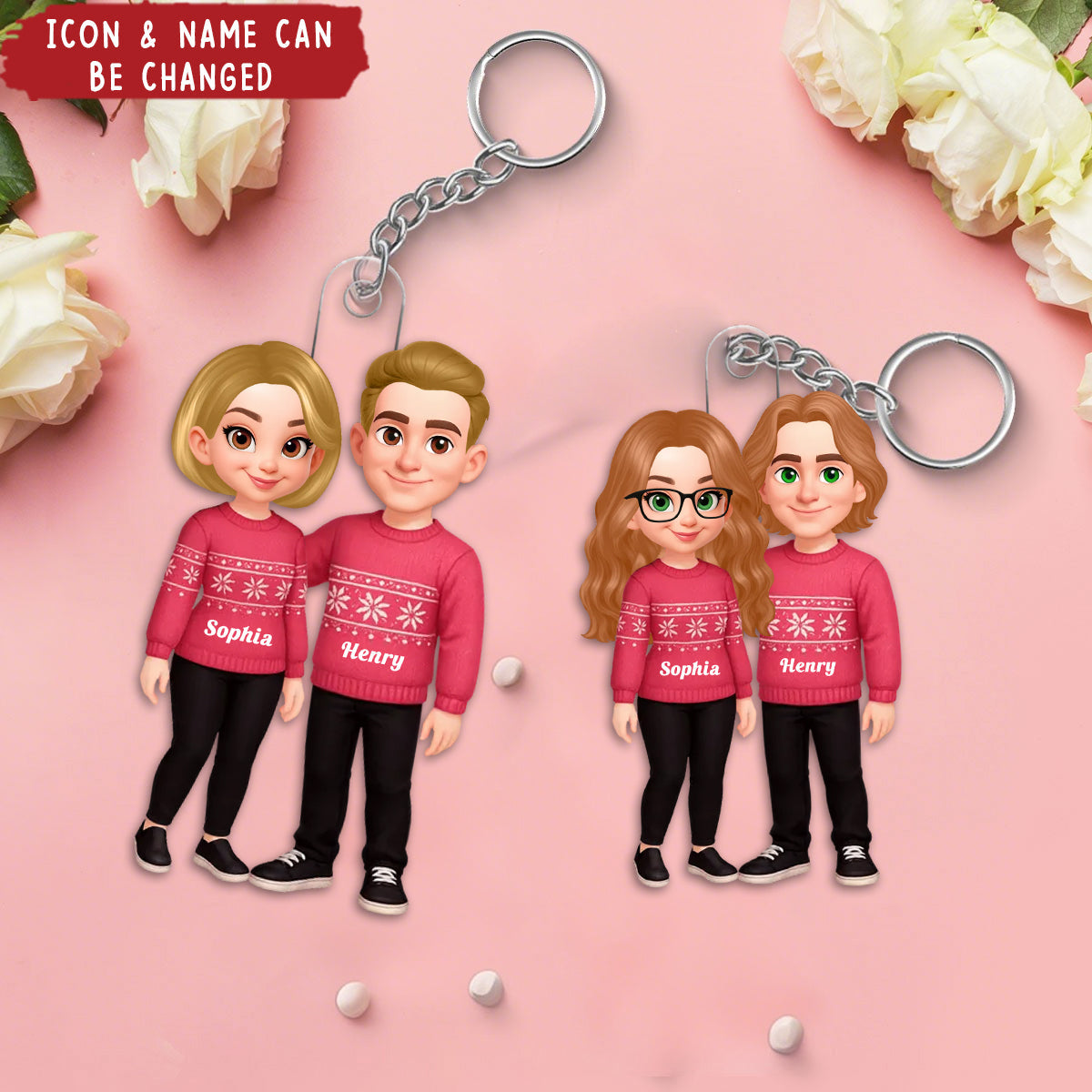 Personalized Acrylic Keychain - Gift For Couple, Husband, Wife