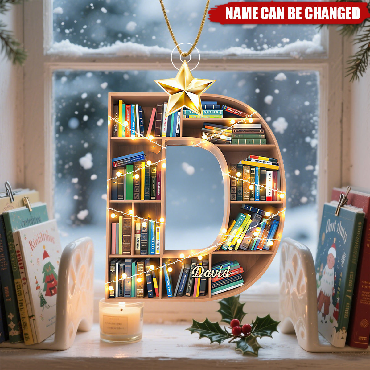 Christmas Booklovers Ornaments Custom Letter Name - Personalized Acrylic Ornament
