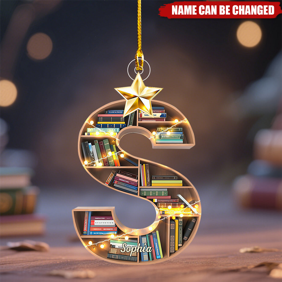 Christmas Booklovers Ornaments Custom Letter Name - Personalized Acrylic Ornament