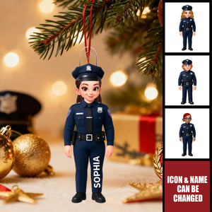 Police Officer Action Figure Personalized Acrylic Ornament