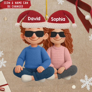 Personalized Crochet Acrylic Ornament - Anniversary Christmas Wedding Gifts For Husband And Wife- Hooked On Love