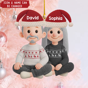 Personalized Crochet Acrylic Ornament - Anniversary Christmas Wedding Gifts For Husband And Wife- Hooked On Love