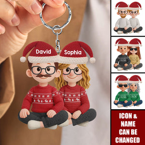 Personalized Crochet Acrylic Keychain - Anniversary Christmas Wedding Gifts For Husband And Wife- Hooked On Love