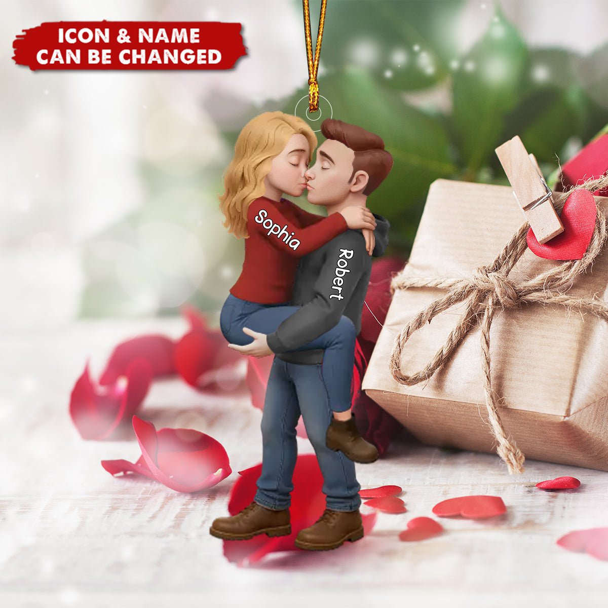 Personalized Romantic Kissing Couple Acrylic Ornament -Anniversary Wedding Gifts For Husband And Wife - Love In Every Piece