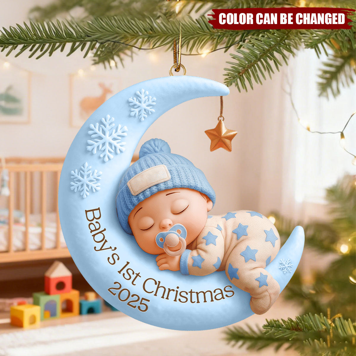 Baby’s First Christmas Ornament - Personalized Moon Acrylic Keepsake, Newborn Gift, Unique Holiday Decoration
