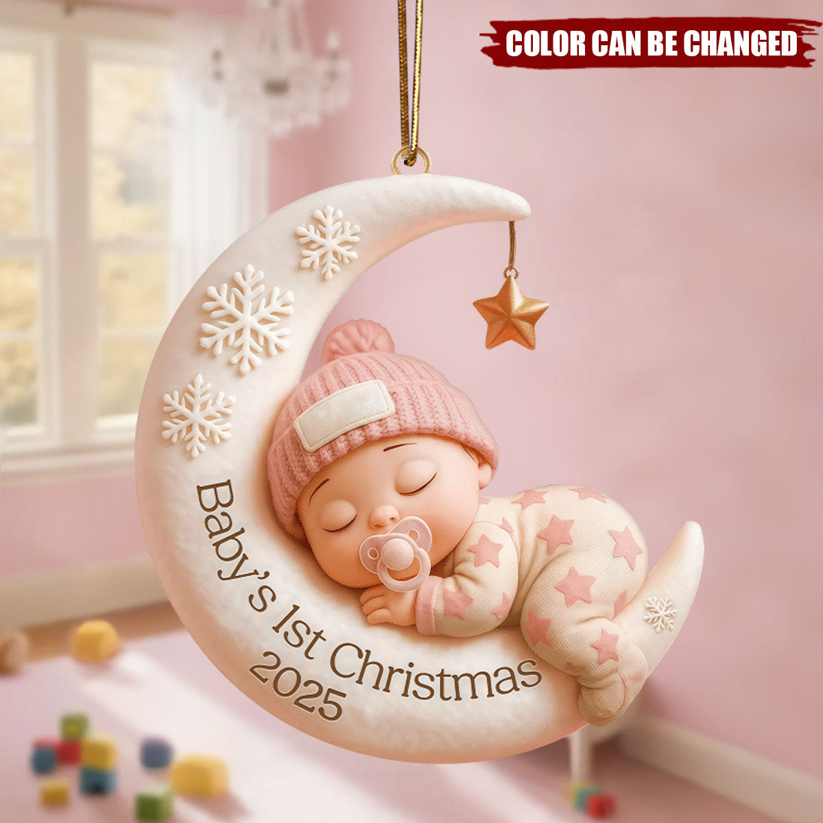 Baby’s First Christmas Ornament - Personalized Moon Acrylic Keepsake, Newborn Gift, Unique Holiday Decoration