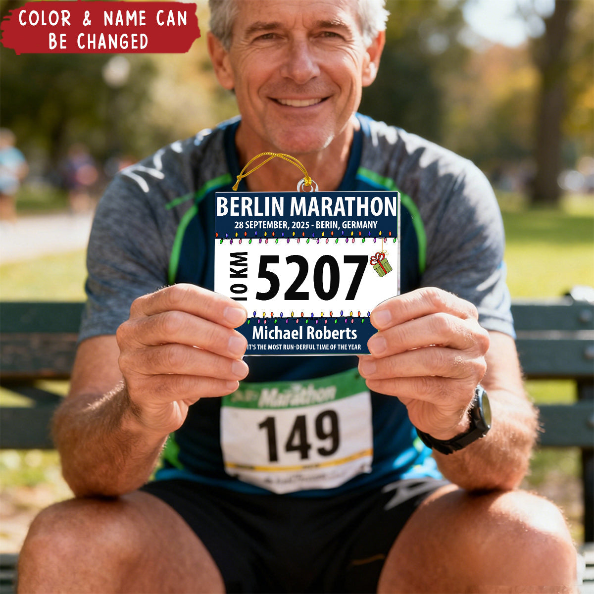 Race Bib For Runner - Personalized Acrylic Ornament