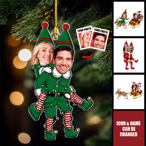 Couple Funny Elf - Personalized Acrylic Photo Ornament