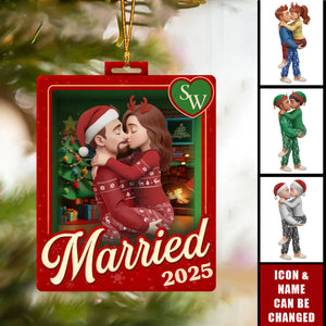 Personalized Acrylic Ornament - Anniversary Christmas Wedding Gifts For Husband And Wife - Sealed With A Christmas Kiss