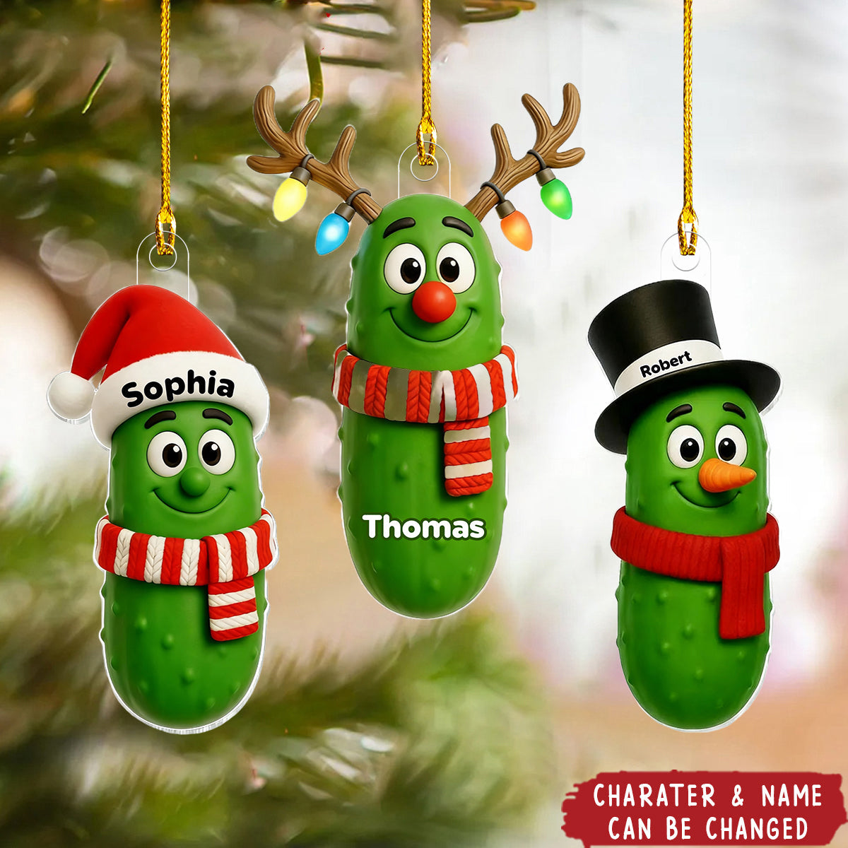 Christmas Pickle Characters - Personalized Acrylic Ornament