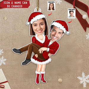 Couple Santa Clauses - Personalized Acrylic Photo Ornament