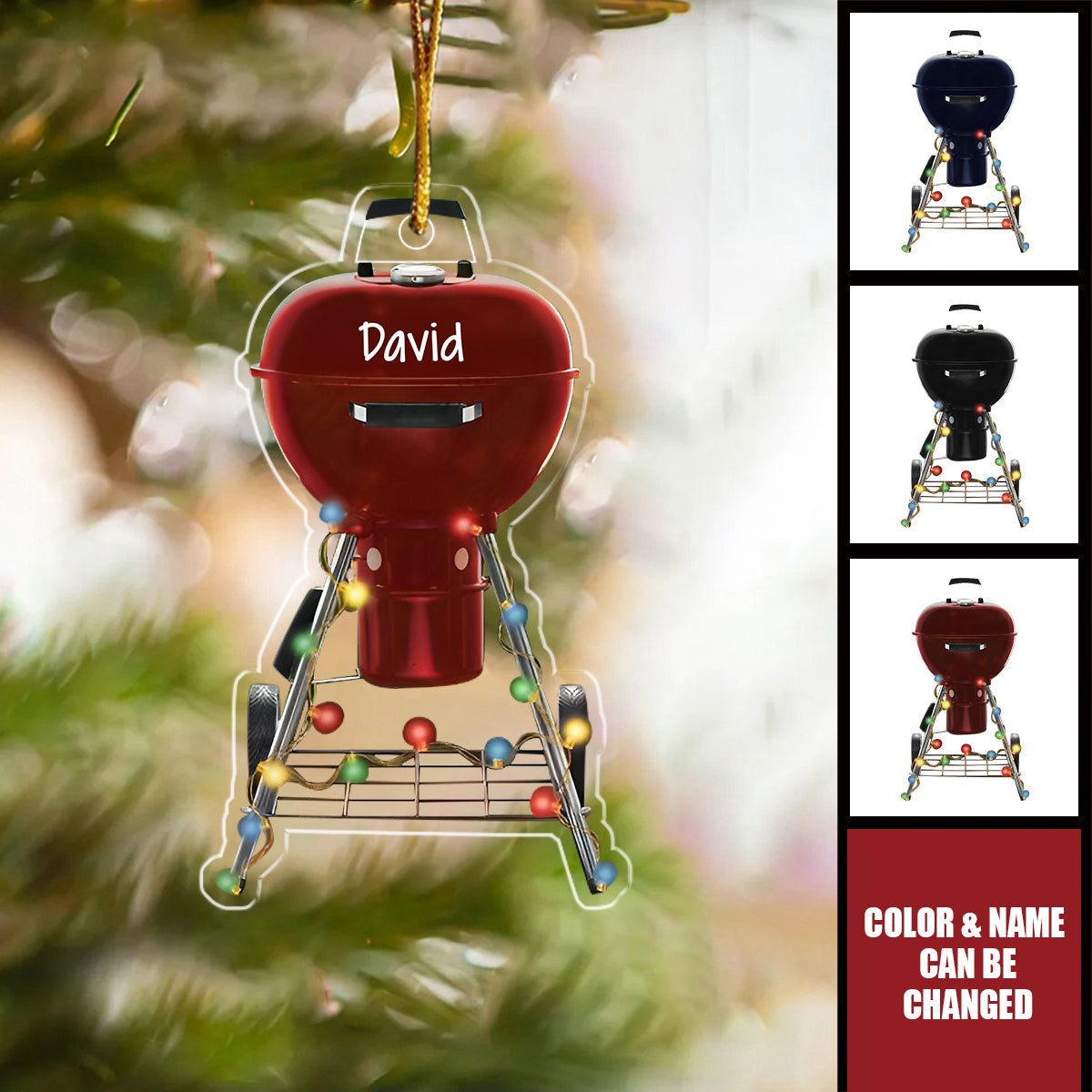 Charcoal Grill Ornament, BBQ Grill Personalized Ornament, Grilling Lover Gift,Gift For Dad