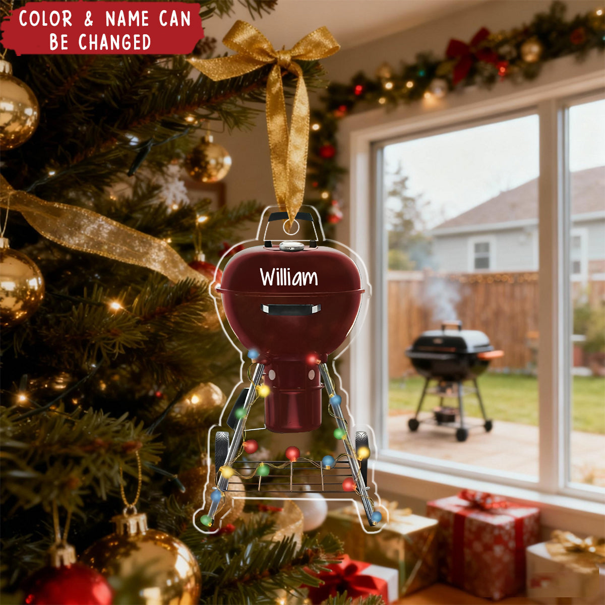 Charcoal Grill Ornament, BBQ Grill Personalized Ornament, Grilling Lover Gift,Gift For Dad