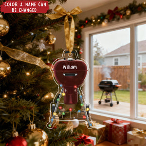 Charcoal Grill Ornament, BBQ Grill Personalized Ornament, Grilling Lover Gift,Gift For Dad