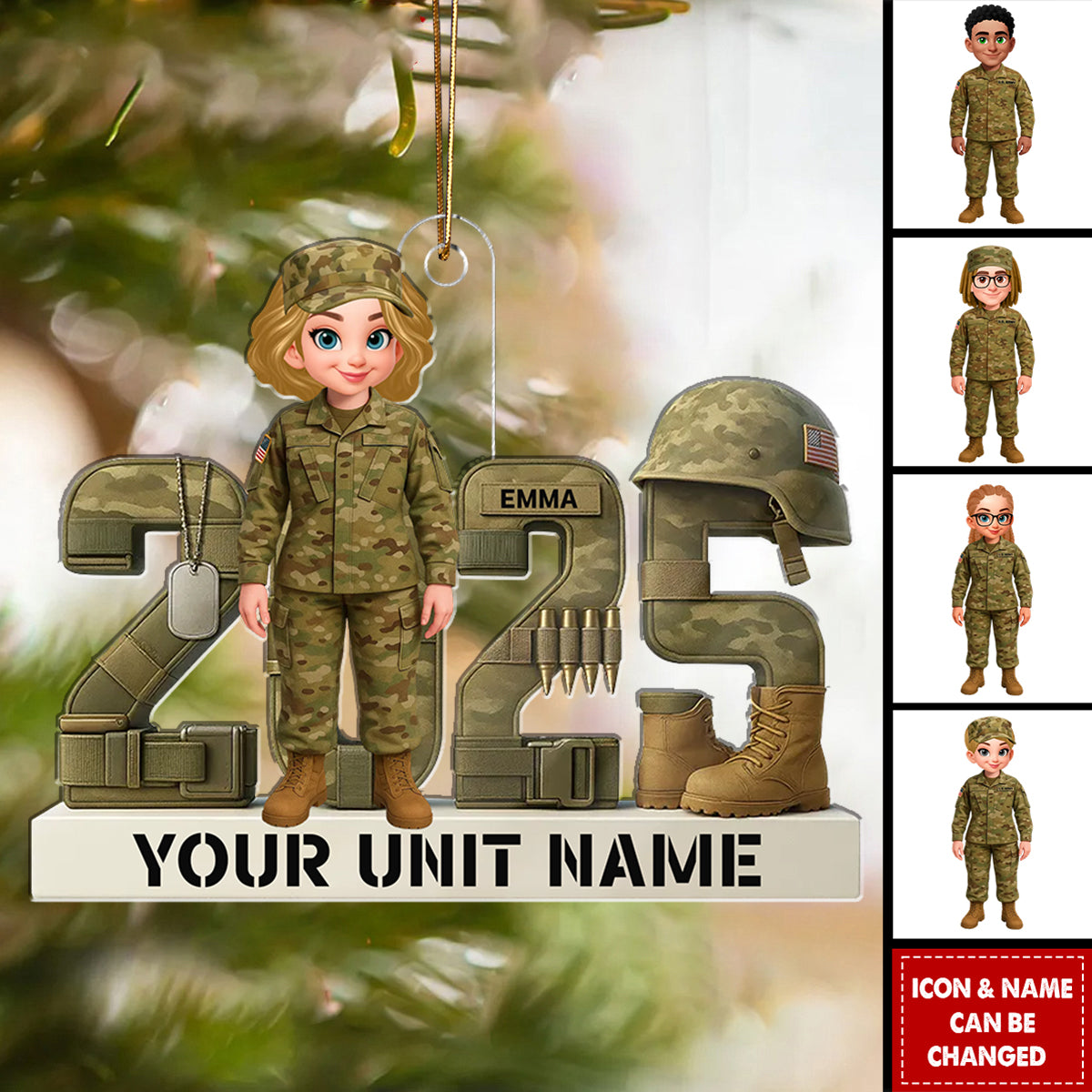 Christmas Army Soldier - Personalized Acrylic Ornament