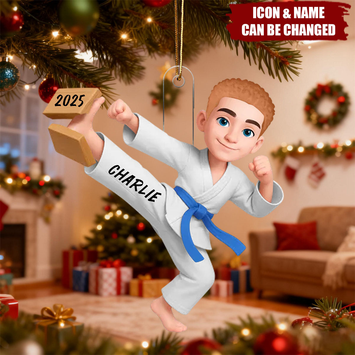 Karate Boy Girl - Personalized Acrylic Ornament - Christmas Gift for Daughter for Son