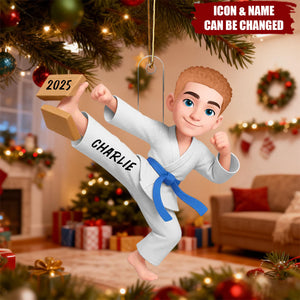 Karate Boy Girl - Personalized Acrylic Ornament - Christmas Gift for Daughter for Son