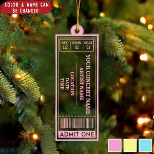 Favorite Music Concert Ticket - Personalized Acrylic Ornament - Christmas Gift For Music Lovers