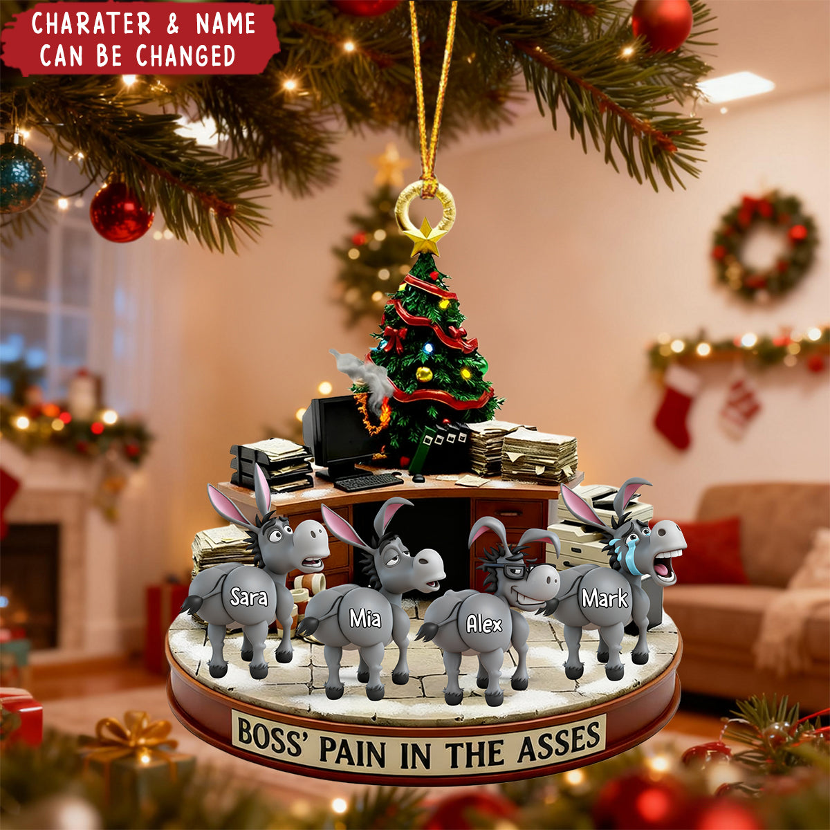 Fun Donkey Coworkers Ornament, Personalized Gifts For Boss