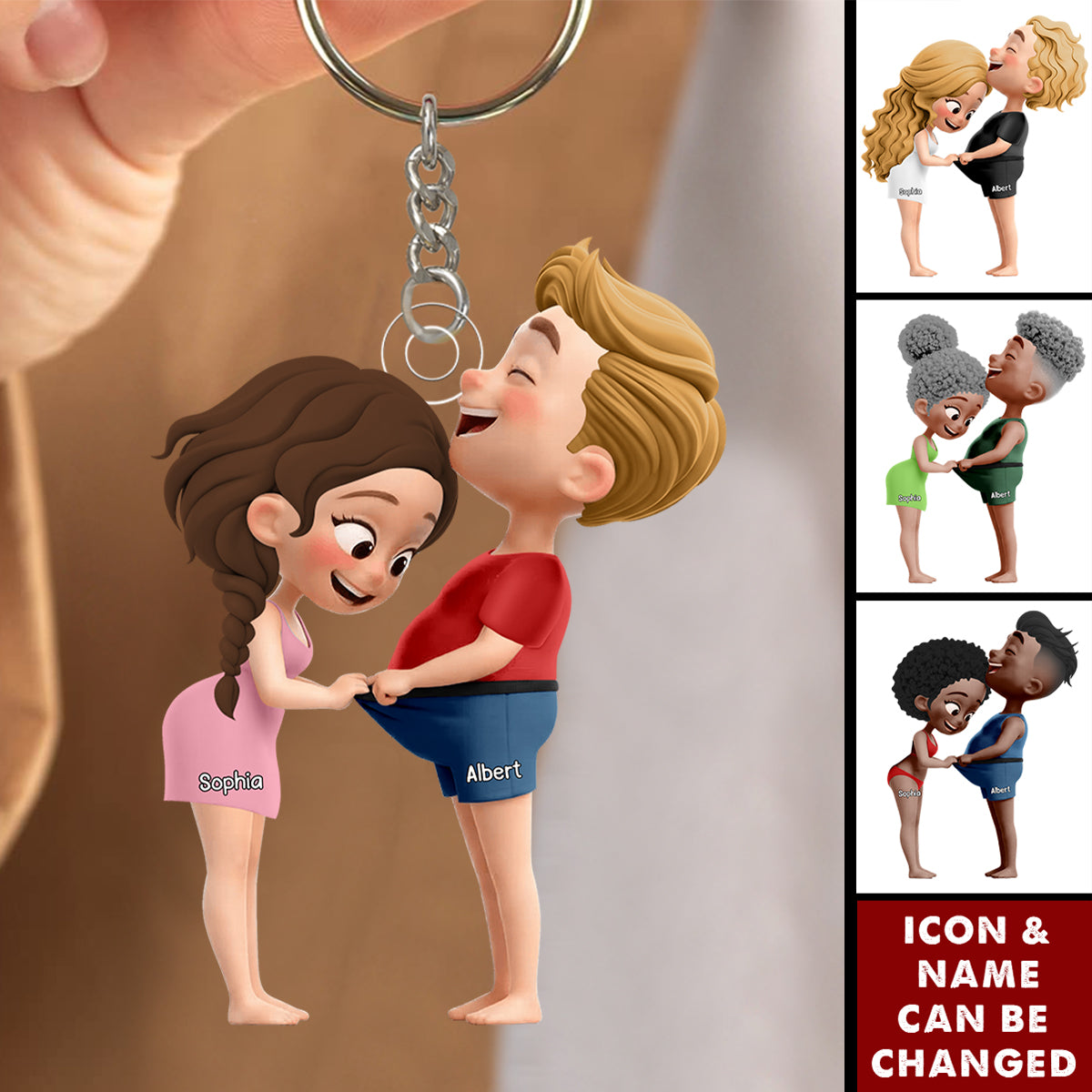 Funny Couple Keychain - Personalized Gifts For Couple