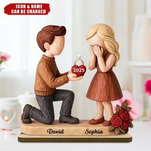 Couple Marriage Proposal - Personalized Wooden Plaque - Newly Engaged Gift, "She Said Yes!", Just Engaged Gifts for Couples