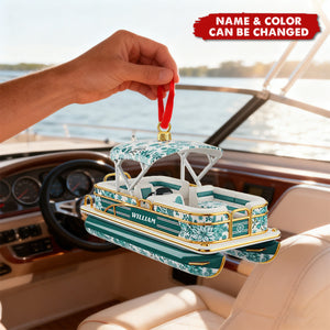 Toile de Jouy Christmas Ornament - Personalized Gifts For Pontoon Lovers