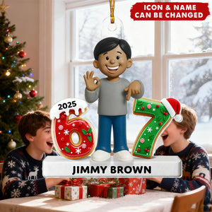 Teen Kid Six Seven - Personalized Acrylic Ornament - 2025 Slang, Funny Teen Grandkid, Gen Alpha Christmas Gift