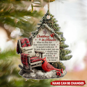 Memorial Chair On Christmas - Personalized Acrylic Ornament - Christmas Memorial Keepsake For Family