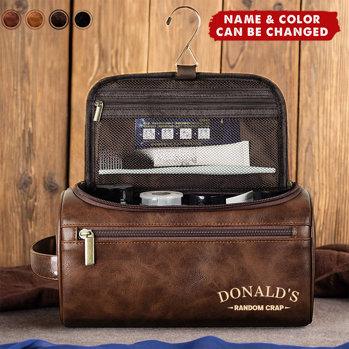 Man Stuff - Personalized Leather Toiletry Bag