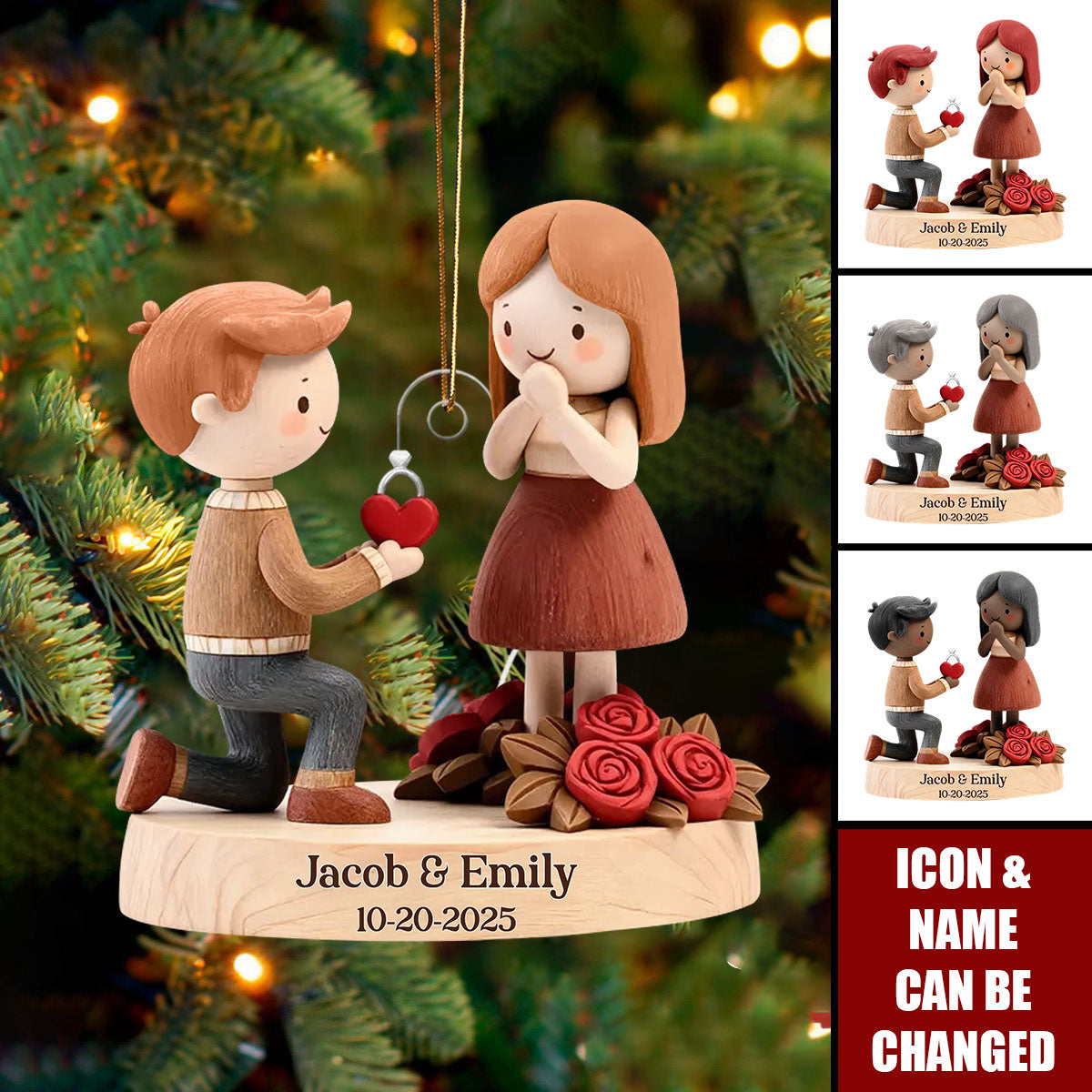 Couple Marriage Proposal Engagement 2025 - Personalized Acrylic Ornament - She Said Yes Keepsake