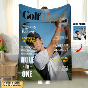 Golf Digest Magazine Personalized Blanket, Golfer Magazines Photo, Unique Gift For Golfer