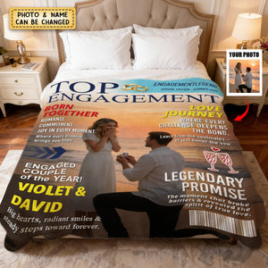 Personalized Engagement Magazine Blanket, Gift For Engaged Couple, Custom Couple Photo, Engagement Gift, Wedding Keepsake