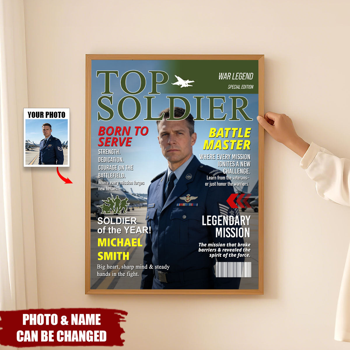 Army Gift Soldier Custom Magazine Poster, Army Retirement Gift for Navy Marine Air Force, Army Gift for Him